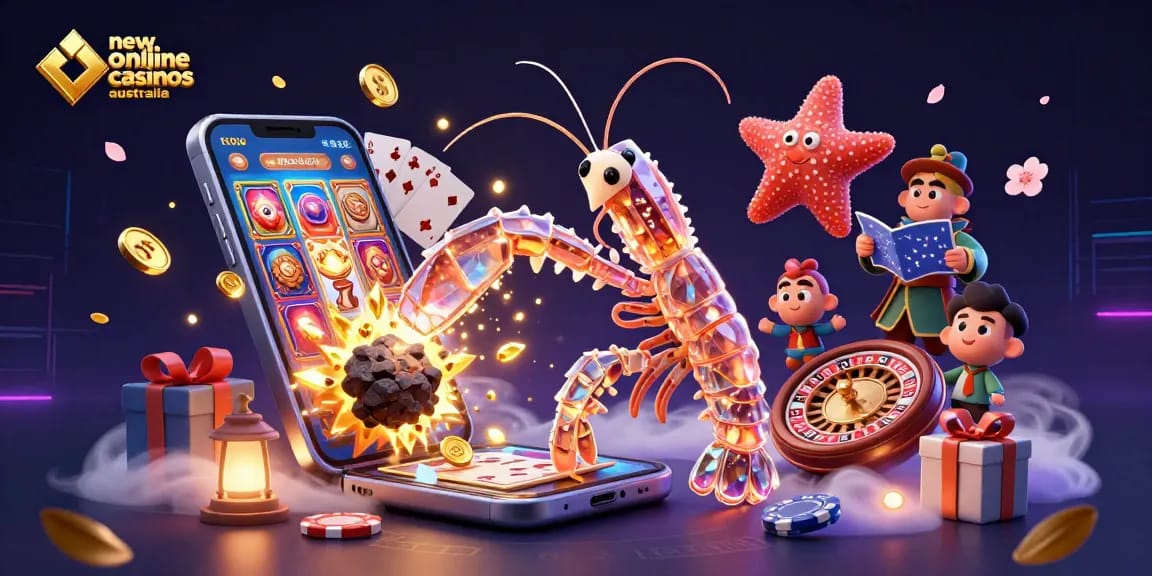 Experience new online casinos australia with a galactic samurai and vibrant casino elements in a dynamic scene.