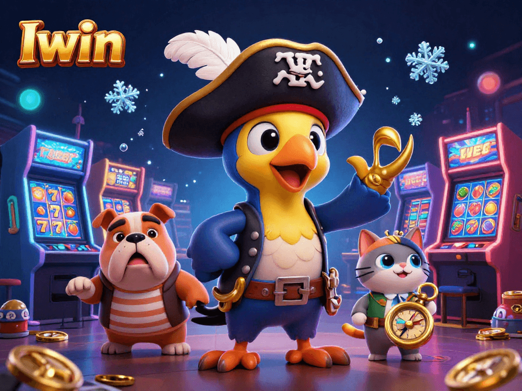 Iwin pirates delight in vibrant slots and arcade games, showcasing a lively casino scene.