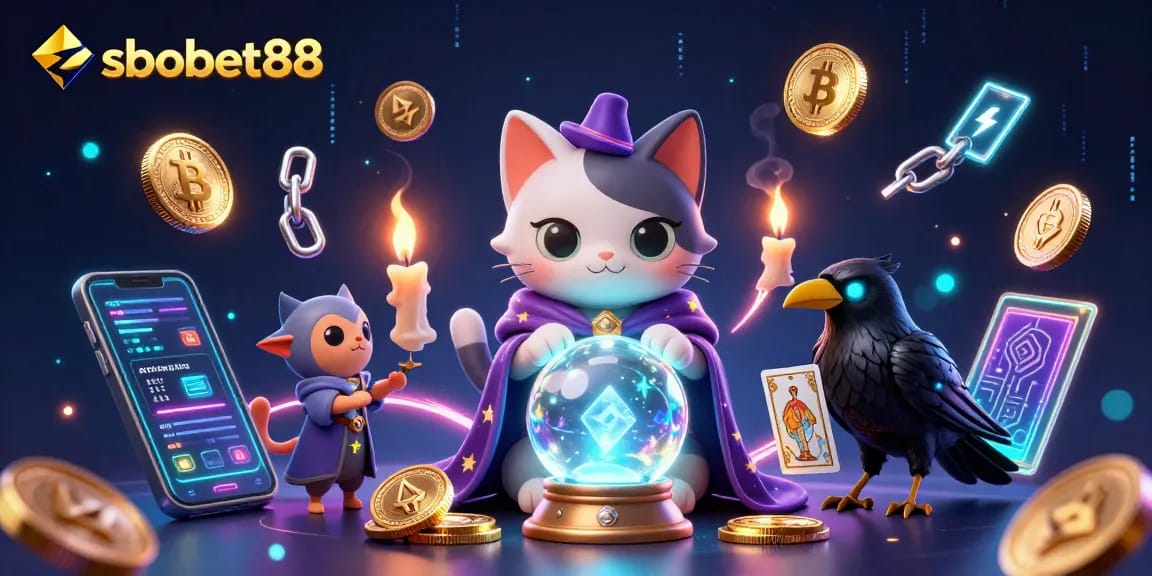 Engage in thrilling bets with sbobet88 while enjoying vibrant 3D visual elements of fortune and strategy in this mystical gambling scene.