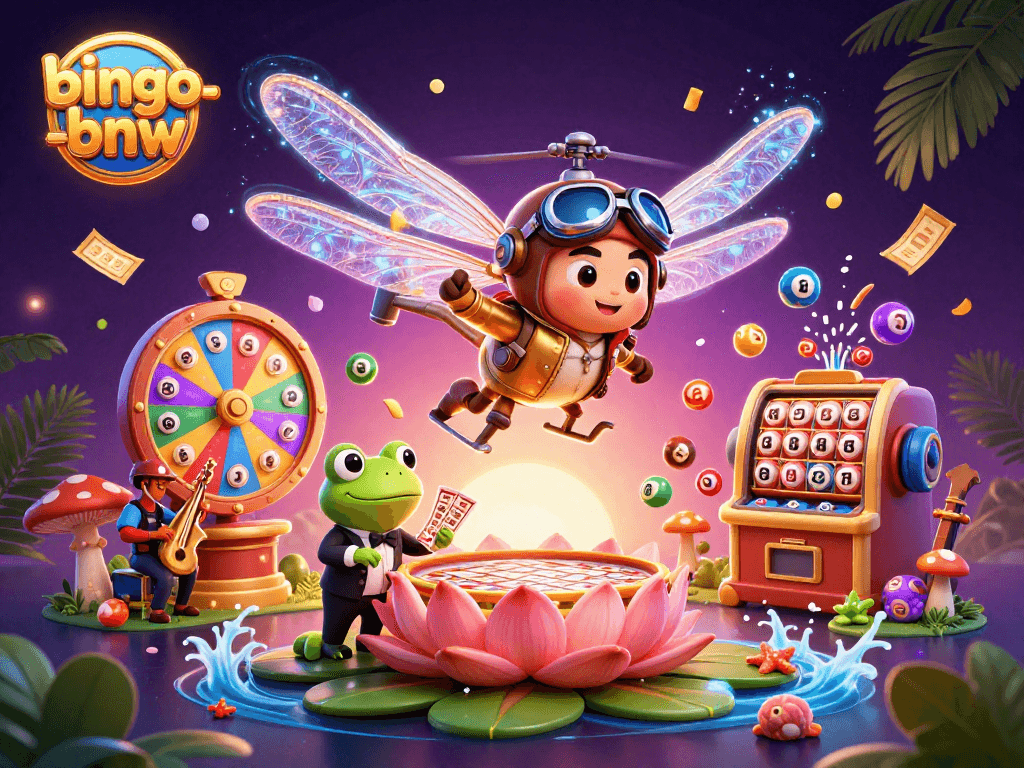 Bingo-bnw's exciting Super Bingo scene with dynamic characters and colorful elements, showcasing engaging gameplay.
