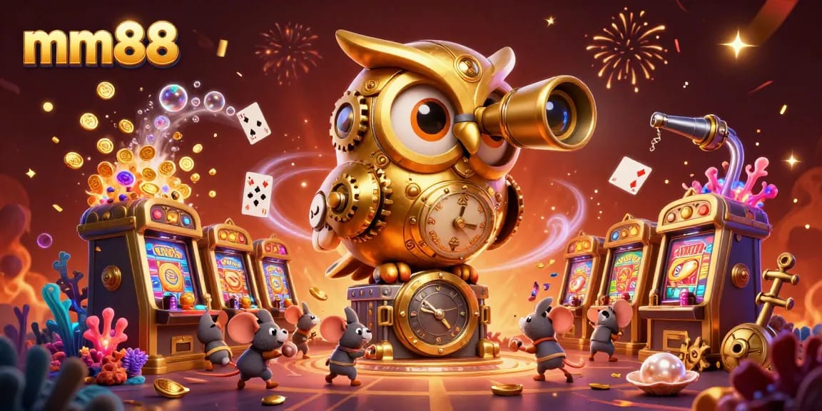 Experience the excitement at mm88 with a vibrant casino scene featuring interactive games and dynamic elements.