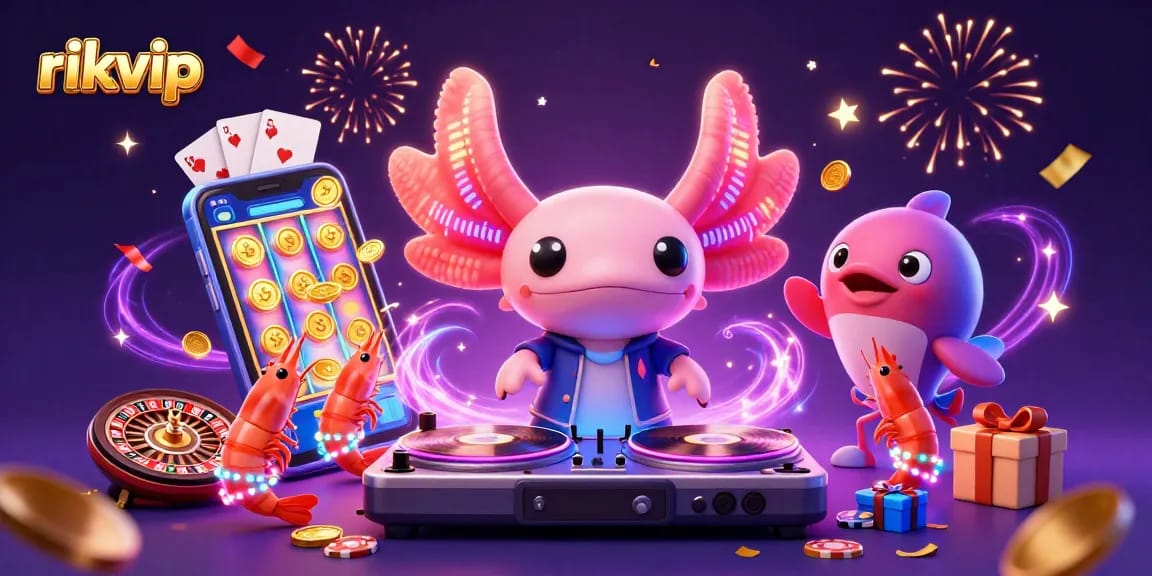 Engage in the exciting entertainment of rikvip with vibrant casino-themed characters and gaming elements.