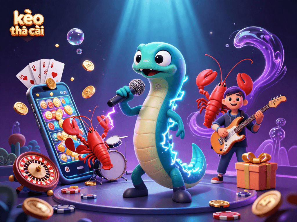 Engage with kèo nhà cái at an underwater casino with colorful slot games and electric eel DJ.