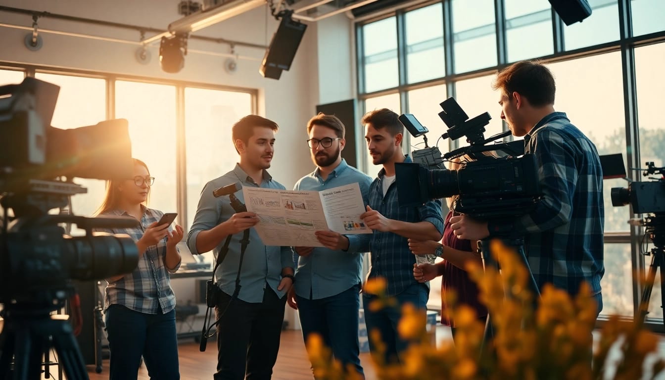 This captivating scene showcases video production edmonton professionals engaged in creative collaboration.