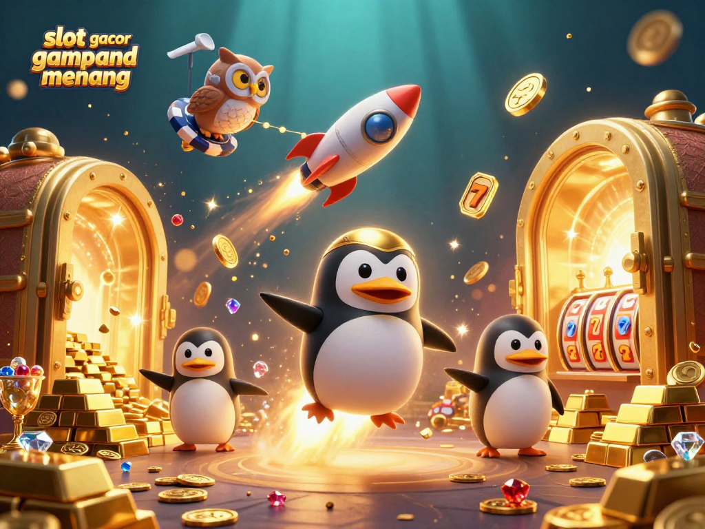 Experience excitement with slot gacor gampang menang in a vibrant casino-themed illustration featuring dynamic characters.