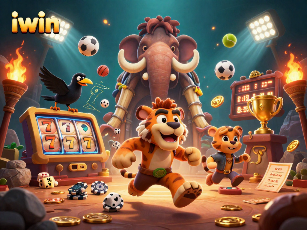 Experience the excitement of iwin's prehistoric casino, featuring animated characters and dynamic gaming elements.