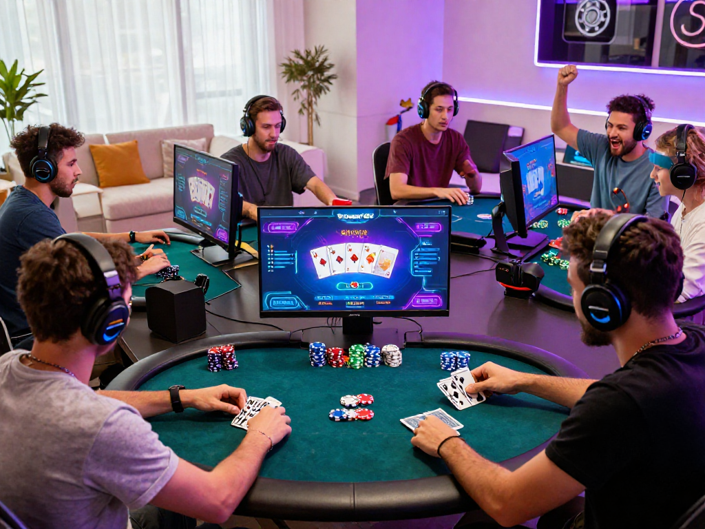 Exciting Poker88 online gaming scene with players engaged in digital poker.