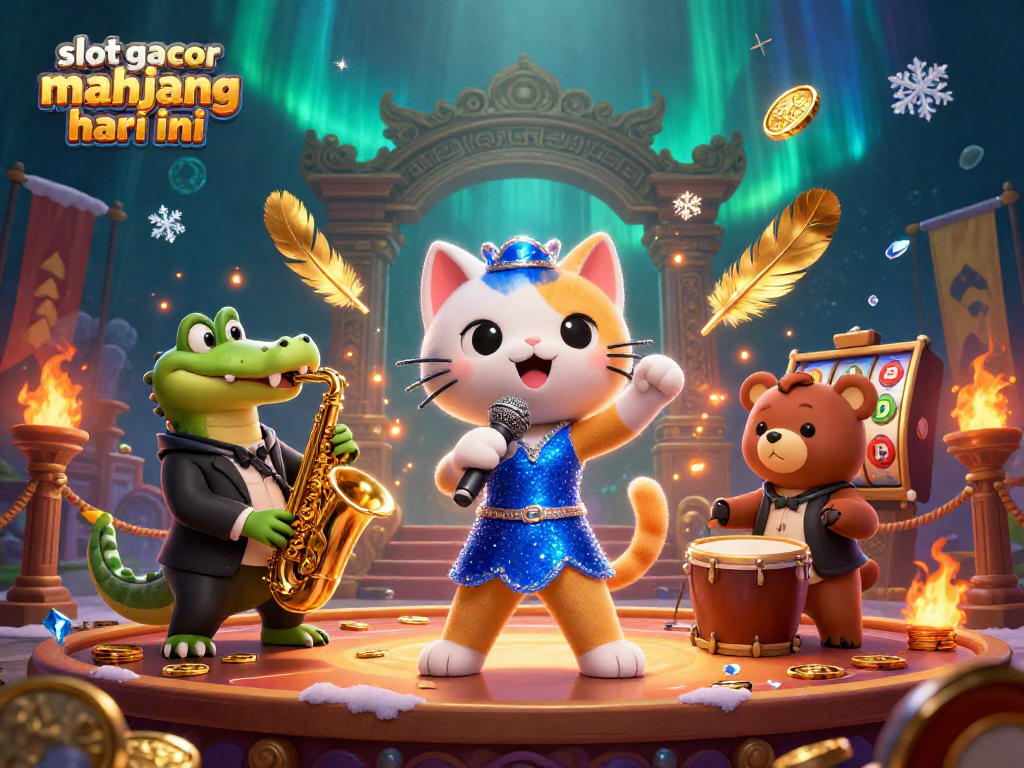 Spin and win with slot gacor mahjong hari ini in a vibrant casino scene featuring lively characters.