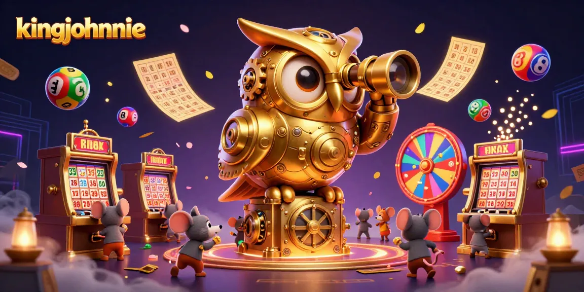 Experience the thrill of kingjohnnie with bouncing lottery balls and vibrant casino characters.