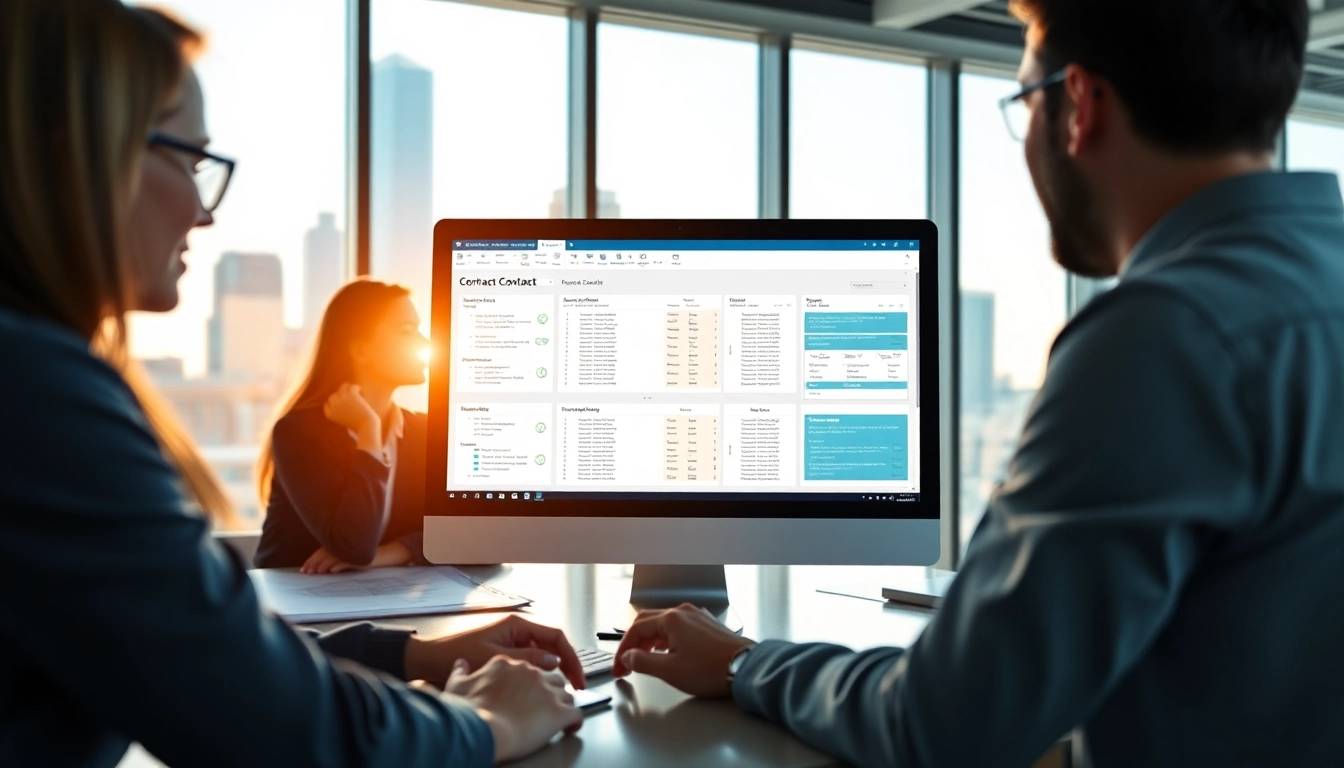 Showcasing contract administration documentation software in a collaborative workspace.