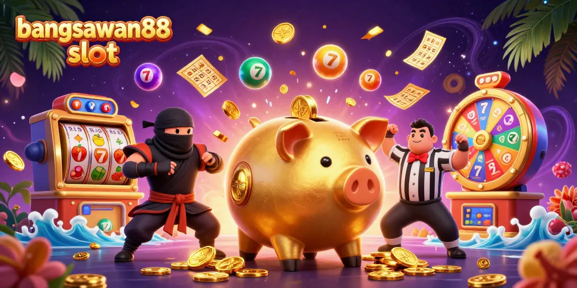 Experience the excitement of bangsawan88 slot with a dynamic 3D casino illustration showcasing action and vibrant game elements.