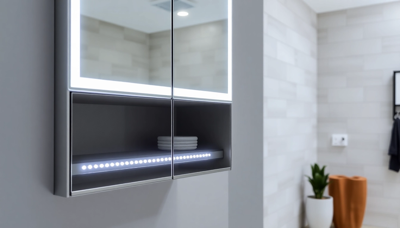 Erlebe badezimmer spiegelschränke beleuchtung mit elegantem Design und stilvoller Beleuchtung in einem modernen Badezimmer.
