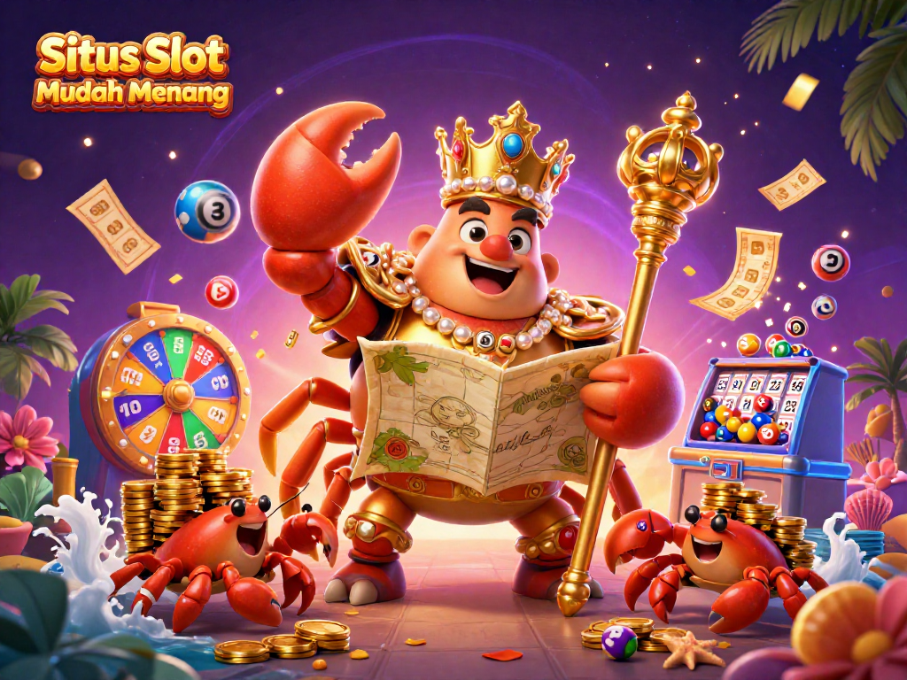 Situs Slot Mudah Menang showcases a vibrant casino-themed illustration, highlighting excitement and jackpot potential.