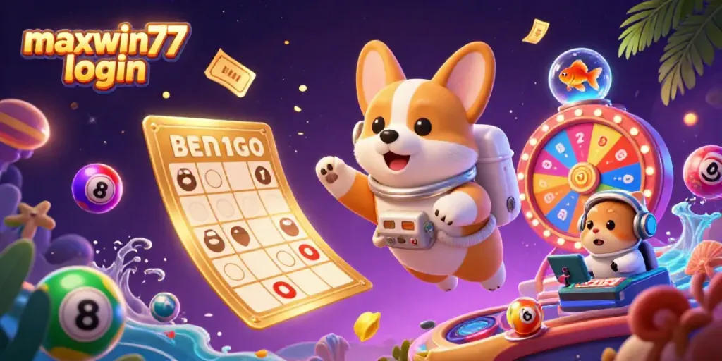 Engage with maxwin77 login in a vibrant zero-gravity space station casino scene filled with floating casino elements.