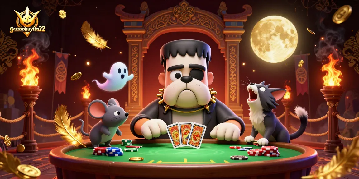 Join the action at gamenohuuytin22 with a vibrant 3D Pai Gow scene featuring characters and gaming elements.