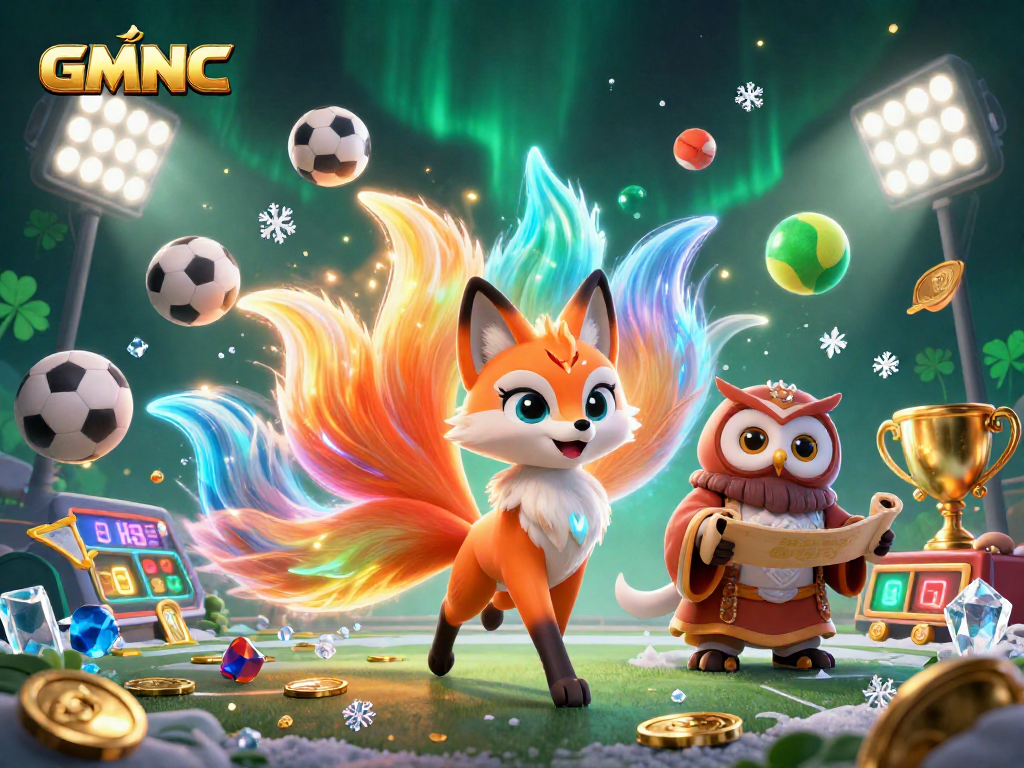 Engage with GMNC's lively sports betting scene featuring vibrant characters and dynamic elements.