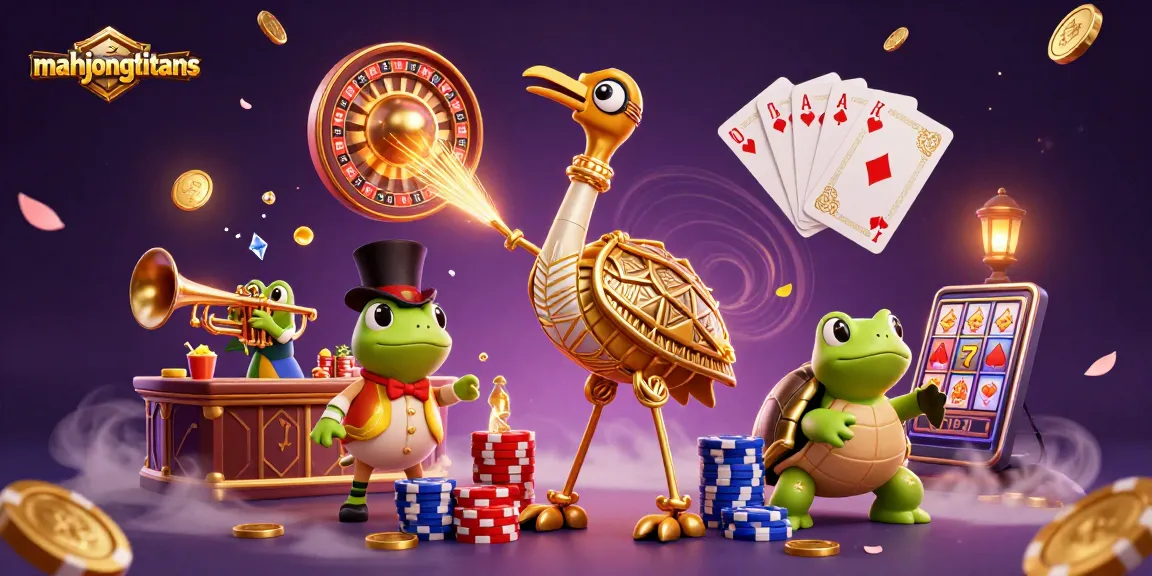 Experience mahjongtitans in a vibrant casino scene with dynamic characters and sparkling treasures.