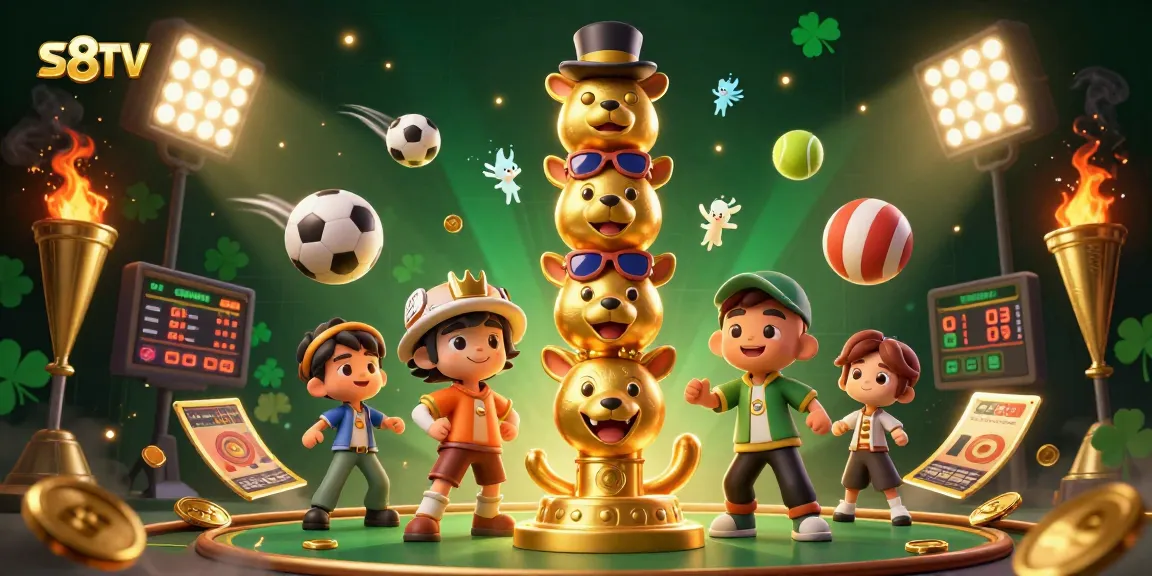 S8TV sports betting scene with dynamic elements and lively characters capturing high-stakes action.
