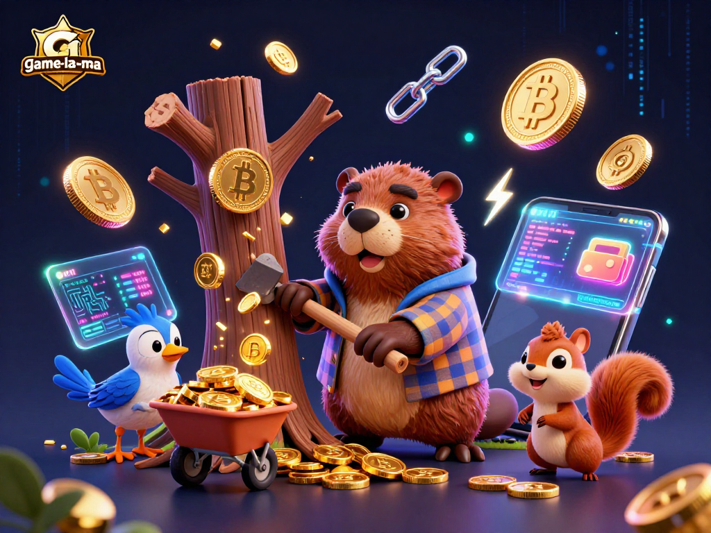 Experience exciting gaming moments at game-la-ma with whimsical characters and crypto elements.