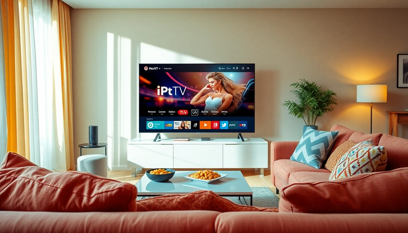 Enjoy seamless entertainment with iptv free trial streaming in a cozy living room setting.