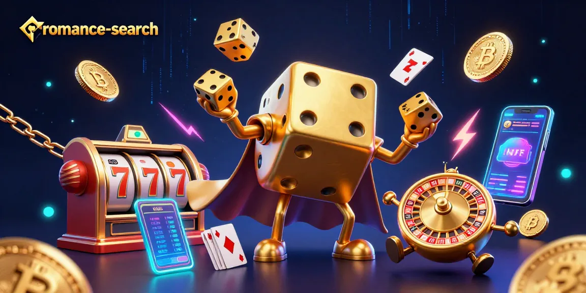 Engage in thrilling slots with romance-search as golden dice characters bring gaming to life.