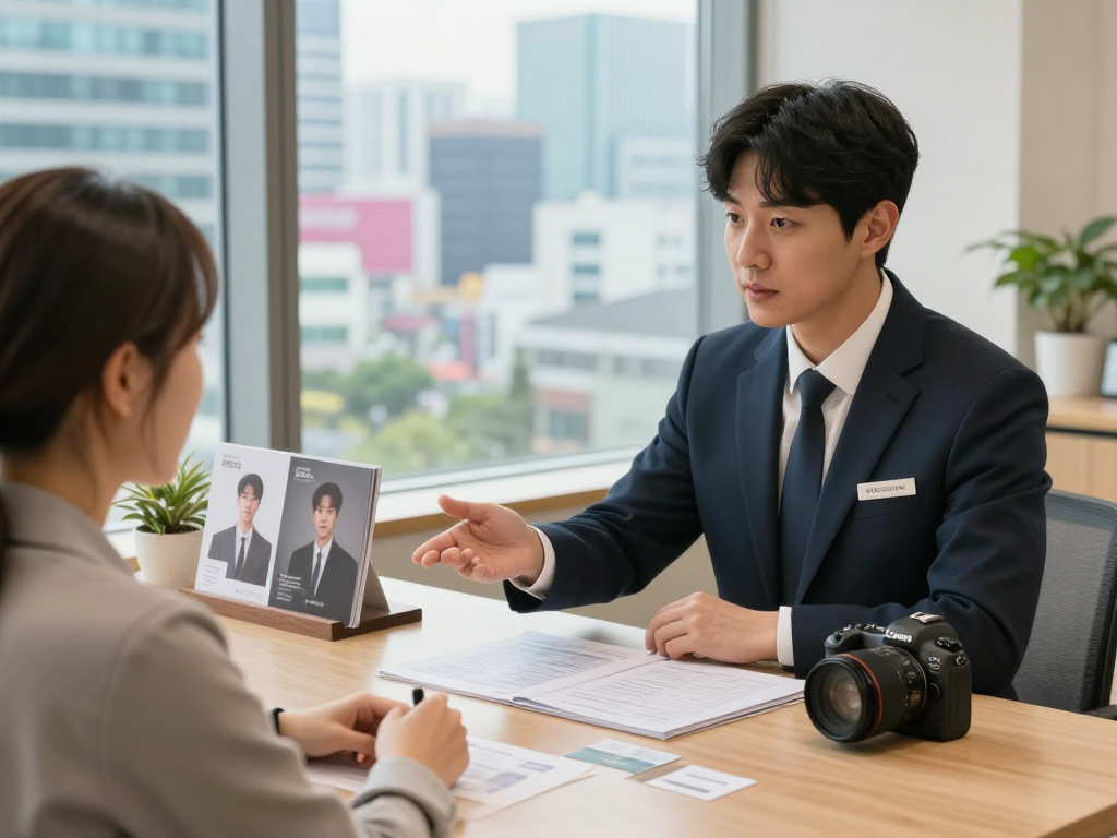 단밤오피에서 제공하는 천안오피 서비스 안내 모습으로 고객과 상담 중인 매니저의 시크한 장면입니다.