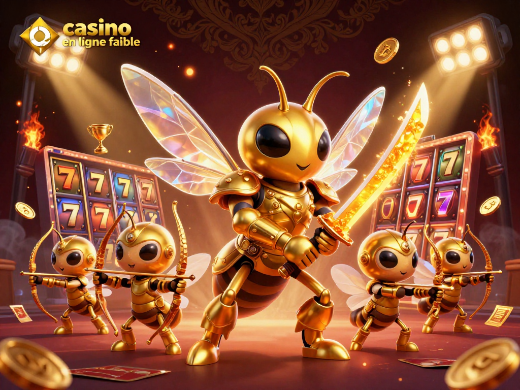 Illustration du casino en ligne fiable mettant en avant un hornet géant en armure de samouraï et des éléments de jeu