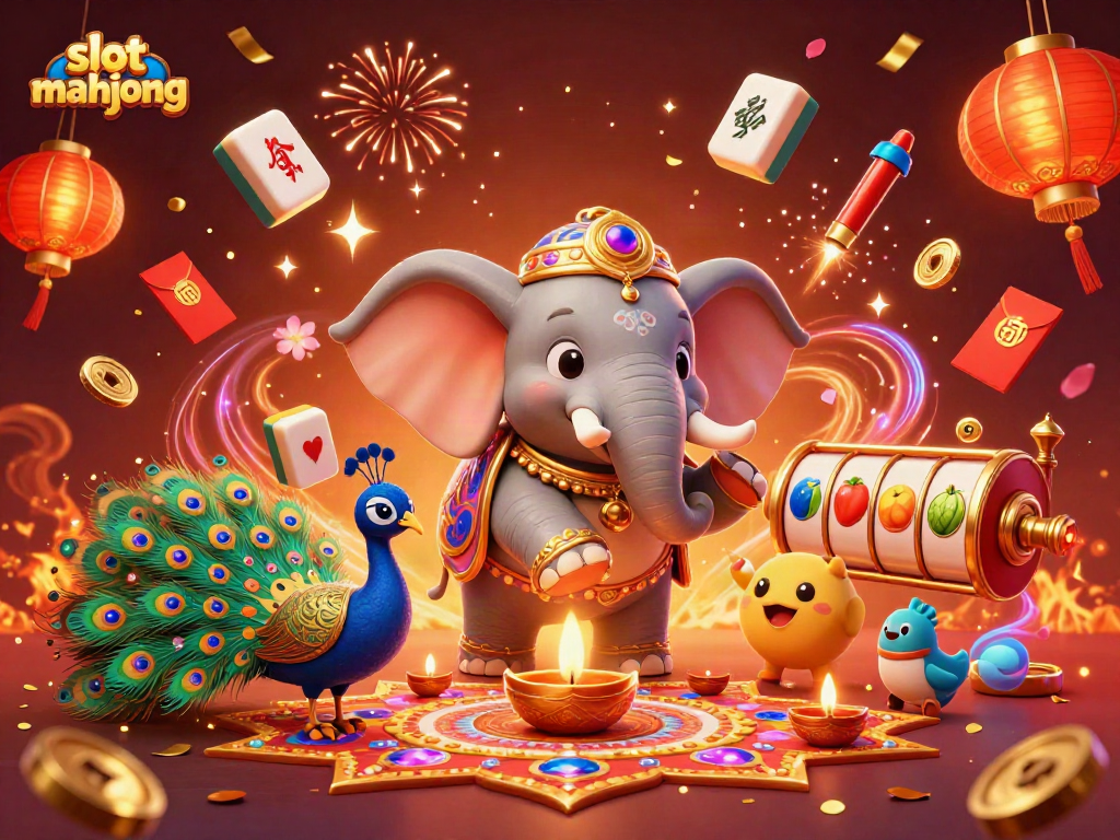 Experience slot mahjong with vibrant characters, floating tiles, and immersive casino elements.