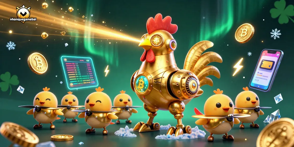 Engage with nhanquagamebai's thrilling Callbreak gameplay featuring a dynamic golden rooster robot.
