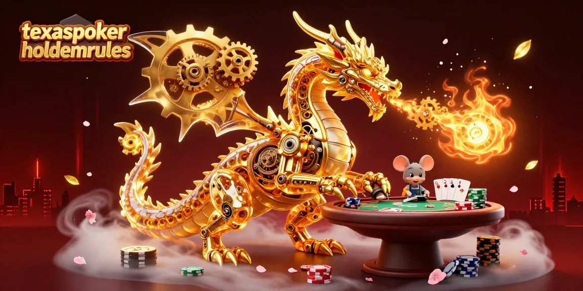 Engage in Texas poker gameplay with texaspokerholdemrules featuring a golden dragon and poker elements.