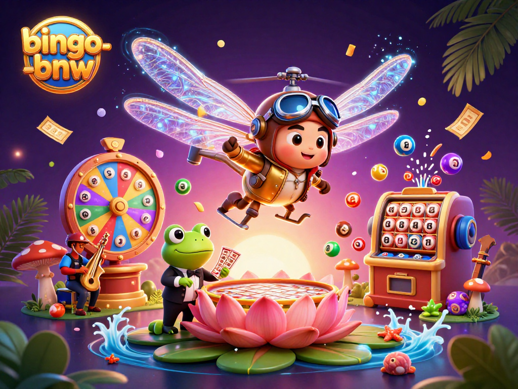Bingo-bnw's exciting Super Bingo scene with dynamic characters and colorful elements, showcasing engaging gameplay.