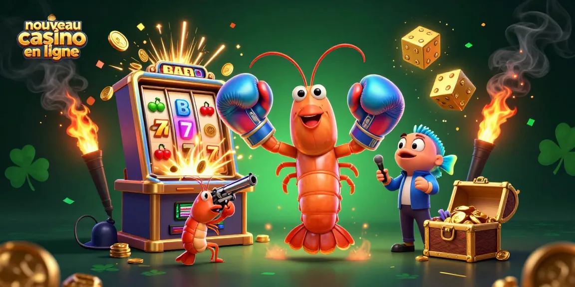 Illustration 3D captivante d'un nouveau casino en ligne avec des créatures marines et un jackpot éclatant.