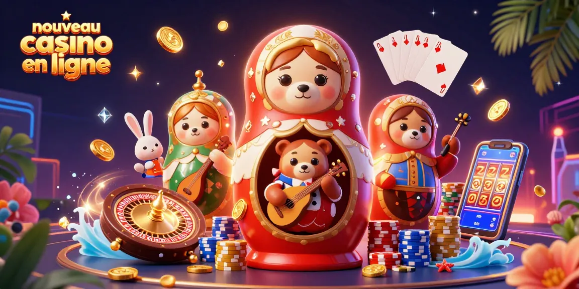 Profitez d'une expérience riche avec le nouveau casino en ligne, mettant en avant des ours matryoshka et des animations ludiques.