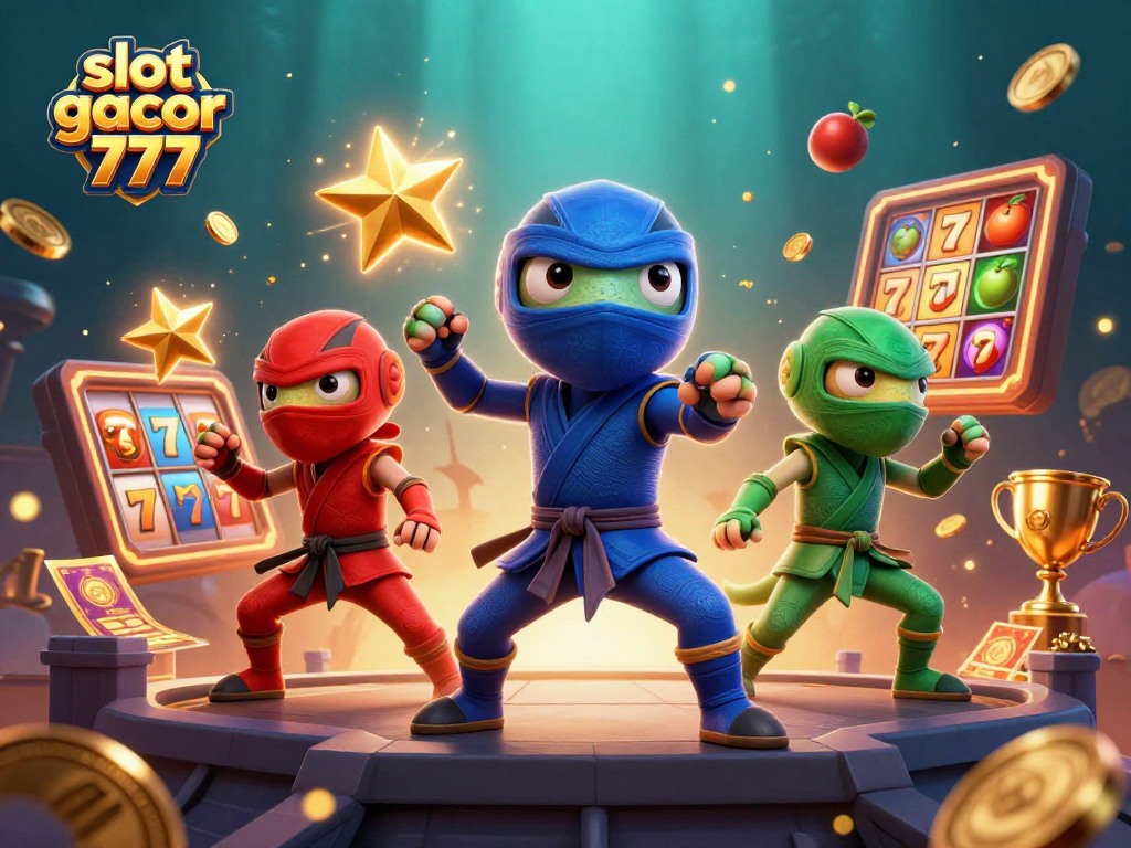 Engage with slot gacor 777 in a vibrant, dynamic casino-themed illustration featuring colorful characters.