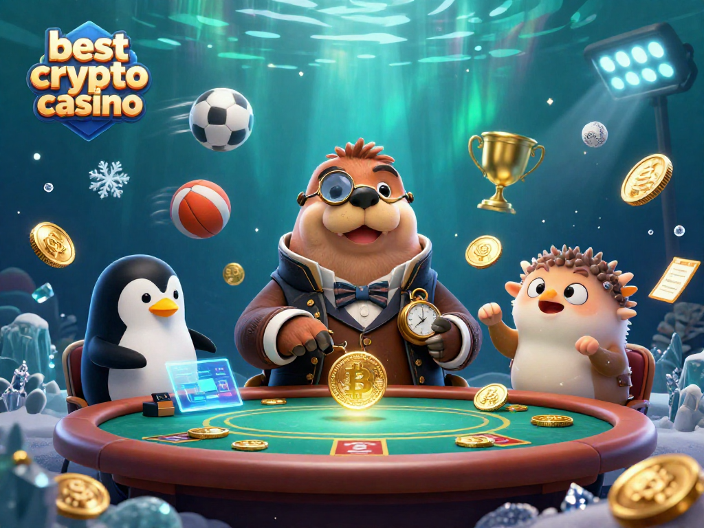 Gagnez dans le meilleur crypto casino avec des personnages colorés au poker sous-marin.