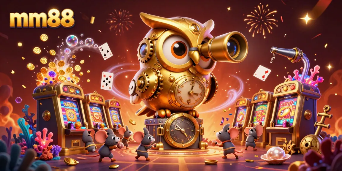 Experience the excitement at mm88 with a vibrant casino scene featuring interactive games and dynamic elements.
