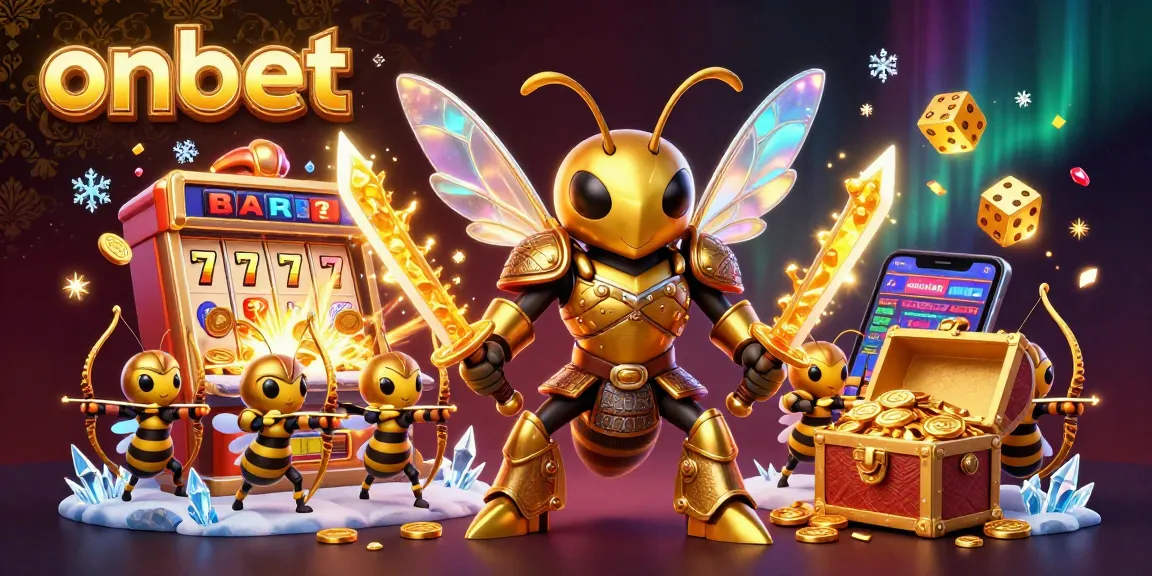 Experience thrilling gaming at Onbet with a vibrant scene featuring a jackpot explosion and dynamic casino elements.