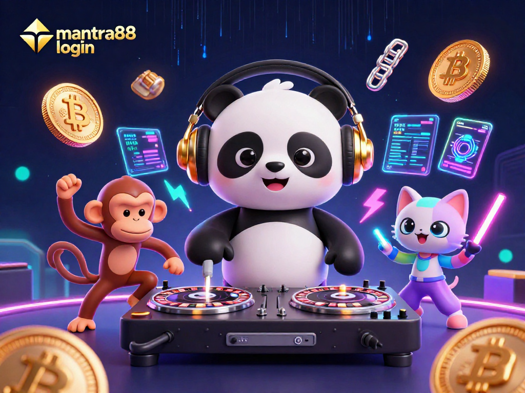 Engage with mantra88 login through an energetic casino-themed scene featuring vibrant characters.