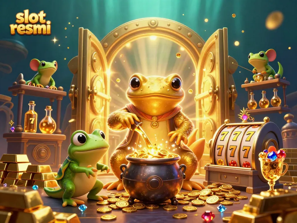 Menggulung reel slot resmi dalam gambar ilustrasi 3D menambah kegembiraan permainan kasino.