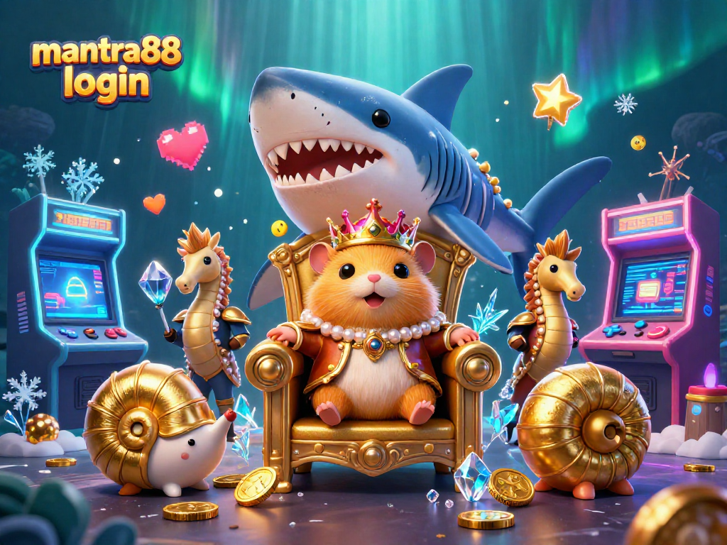 Experience mantra88 login with thrilling gaming action featuring a golden hamster king and vibrant casino elements.