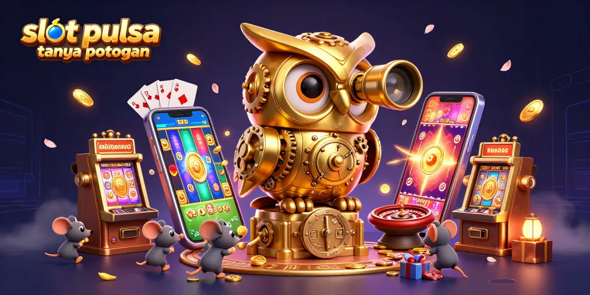 Slot pulsa tanpa potongan dengan simbol slot menggiurkan, mesin slot bergaya, dan hiasan kasino yang menarik.