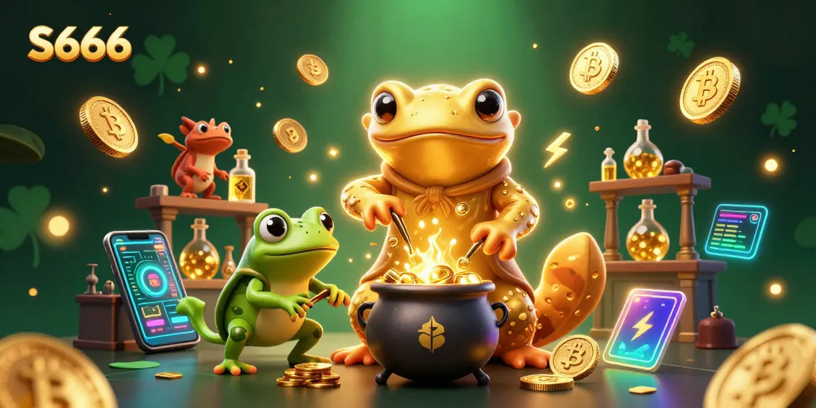 S666 unleashes treasure with a giant golden salamander transforming metals to coins in a vibrant fantasy lab