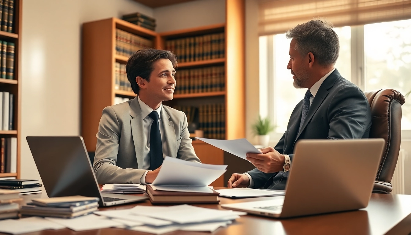 Discussing Probate legal processes in a professional office setting with documents.