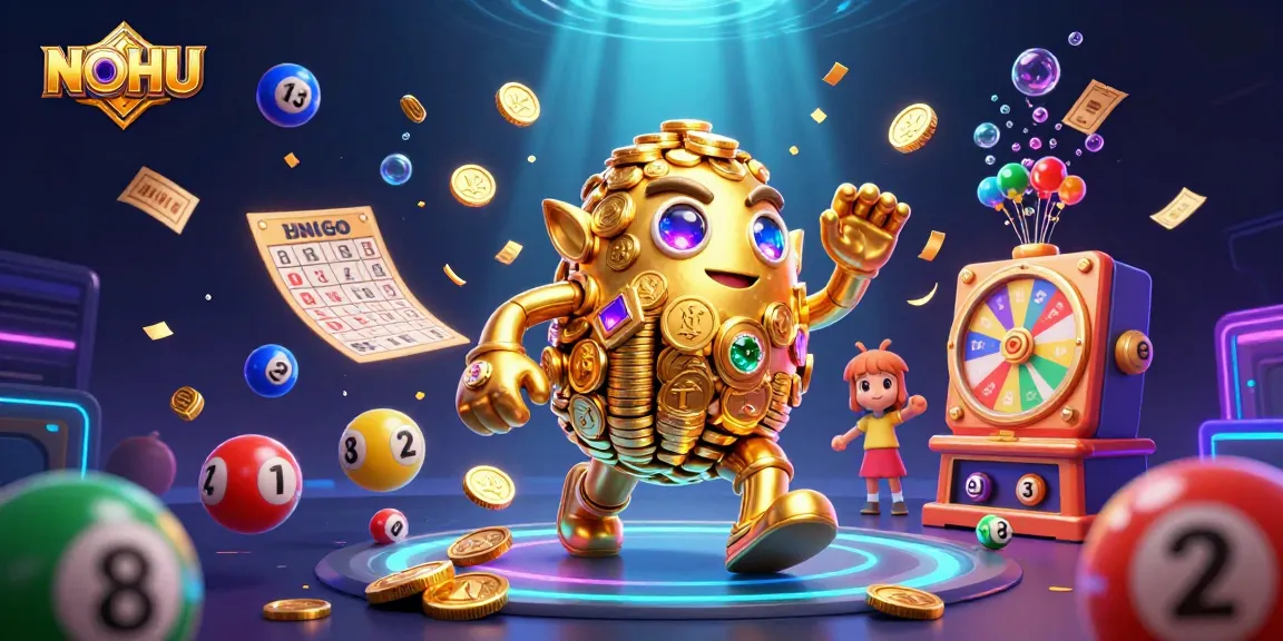 Engage with the vibrant world of NOHU, featuring ancient golden golems, dynamic lottery games, and a colorful casino atmosphere.