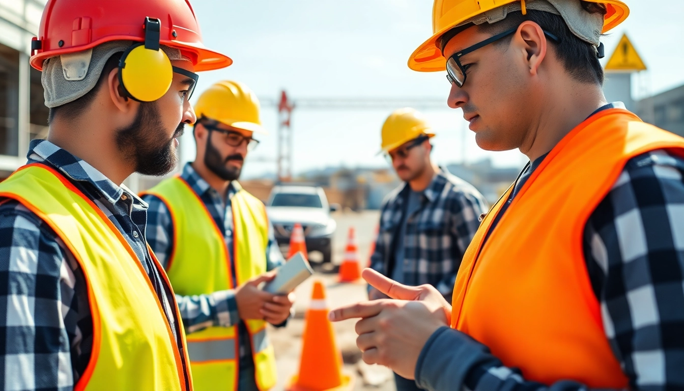 Implementing contractor safety program California with workers in construction safety gear.