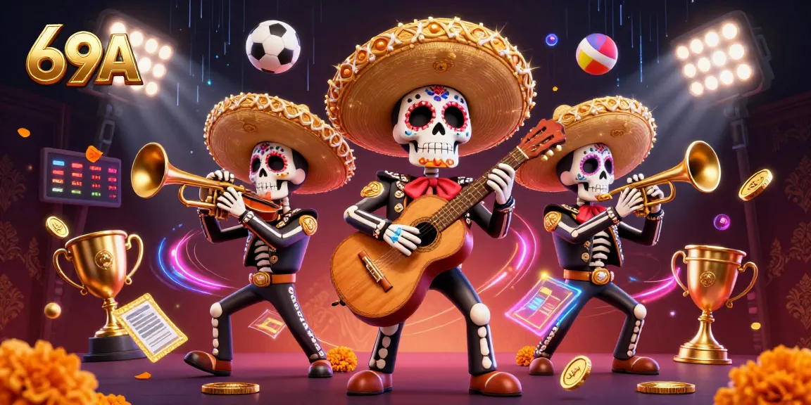69A oferece uma experiência vibrante com uma banda de mariachi de esqueletos e elementos esportivos.