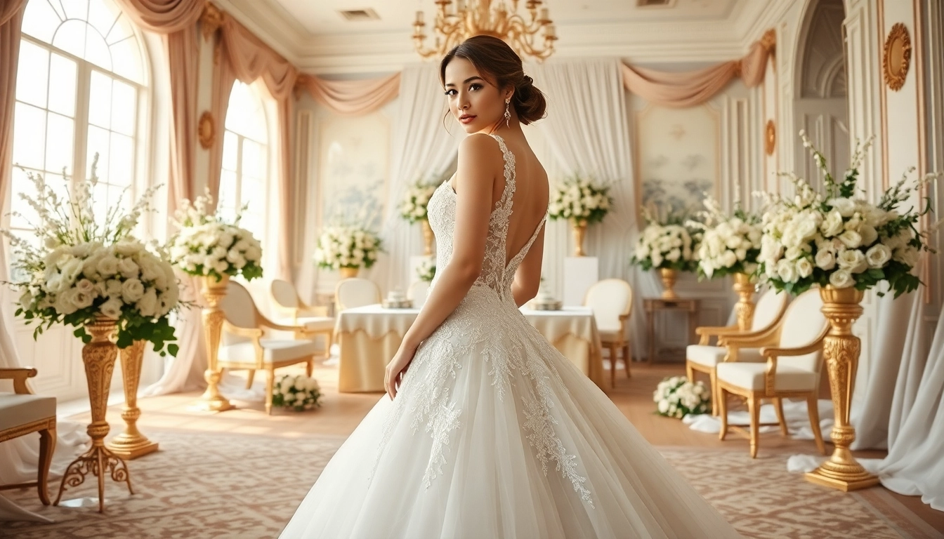 Bridal styling session con una sposa elegante in un abito da sposa sognante e dettagli affascinanti.