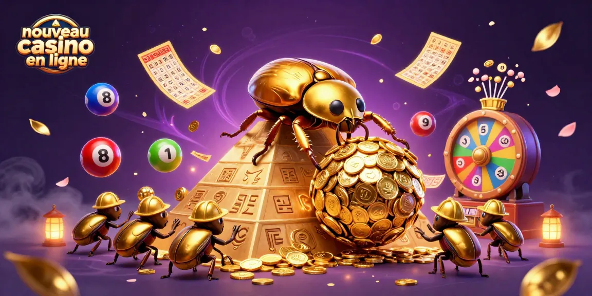 Visualisez un nouveau casino en ligne animé avec une coccinelle dorée et de nombreux jeux de loterie.