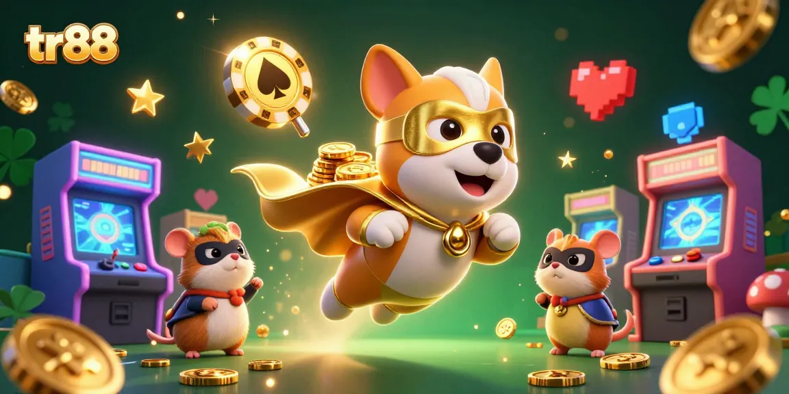 Experience the thrills of tr88 with our dynamic casino-themed illustration featuring exciting characters and gaming elements.