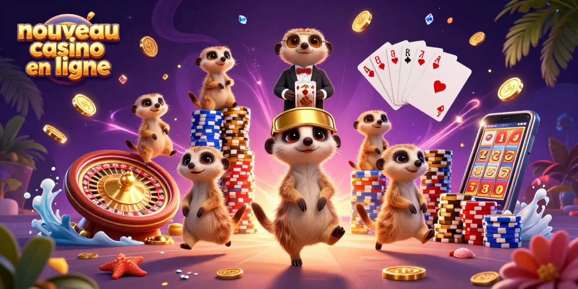 Le nouveau casino en ligne présente des mangoustes gérant une opération animée avec des jetons et des cartes.